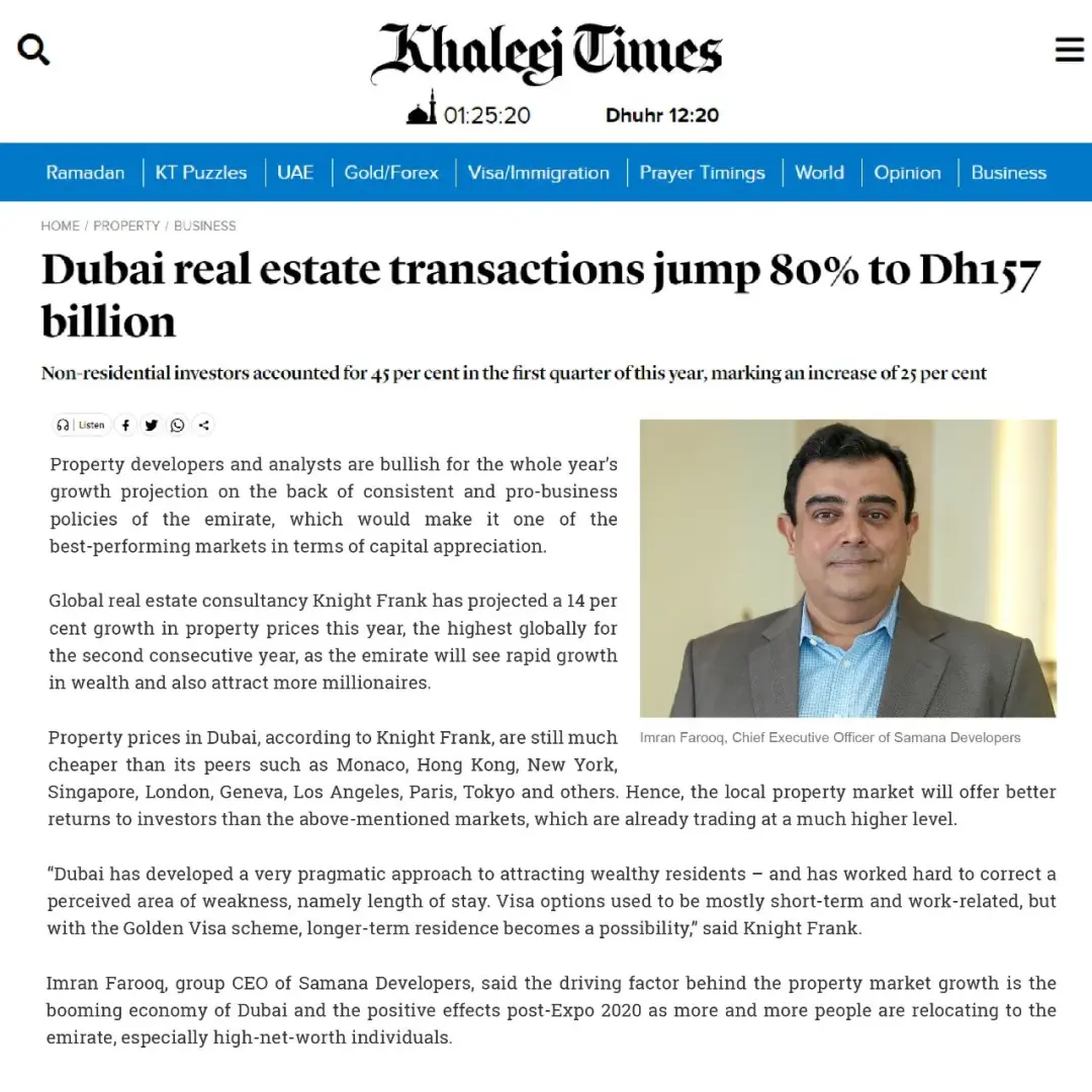 Dubai real estate transactions jump 80% to Dh157 billion