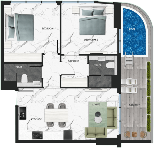 SAMANA Ivy Gardens - 2 BEDROOM