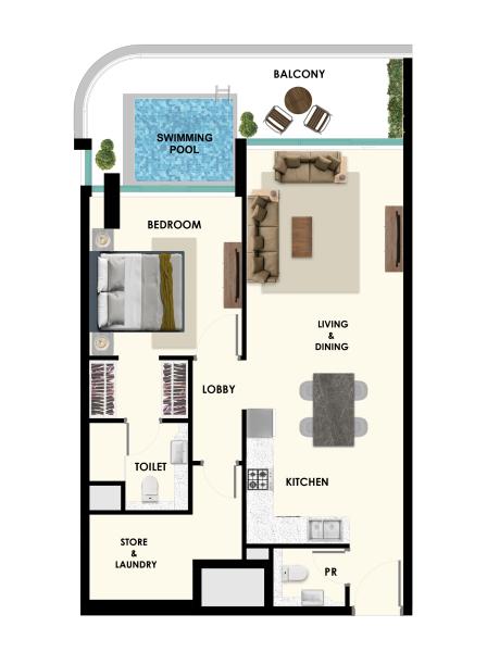 SAMANA Rome - 1 BHK