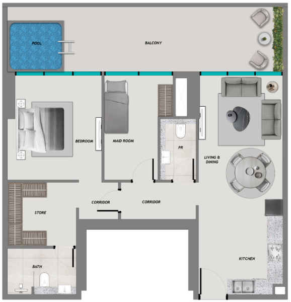 SAMANA Resorts - ONE BEDROOM WITH MAID & POOL